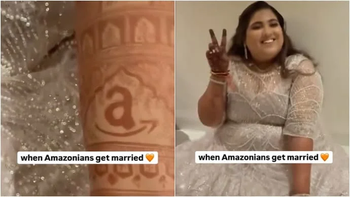 Amazon India Love Story: Colleagues Marry, Iconic Logo Etched in Bride's Mehendi