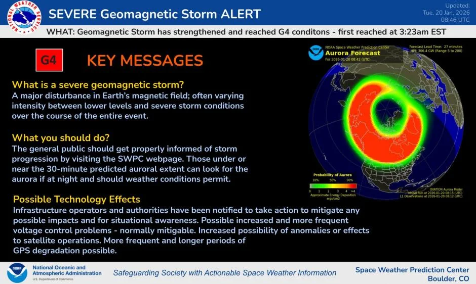 Major Geomagnetic Storm: Space Weather Prediction Center Issues Alert