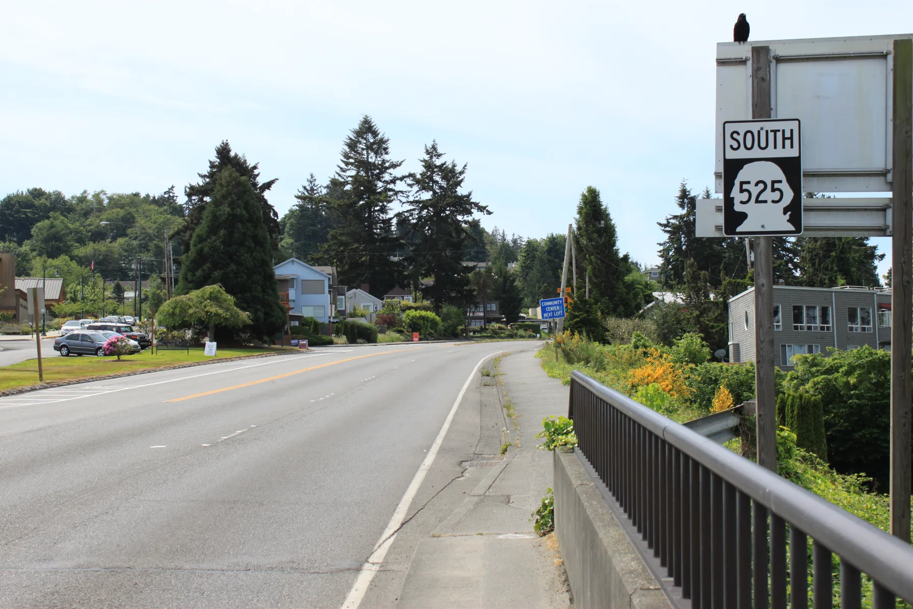 State Route 525 highway shield sign near the Mukilteo ferry terminal in Washington state