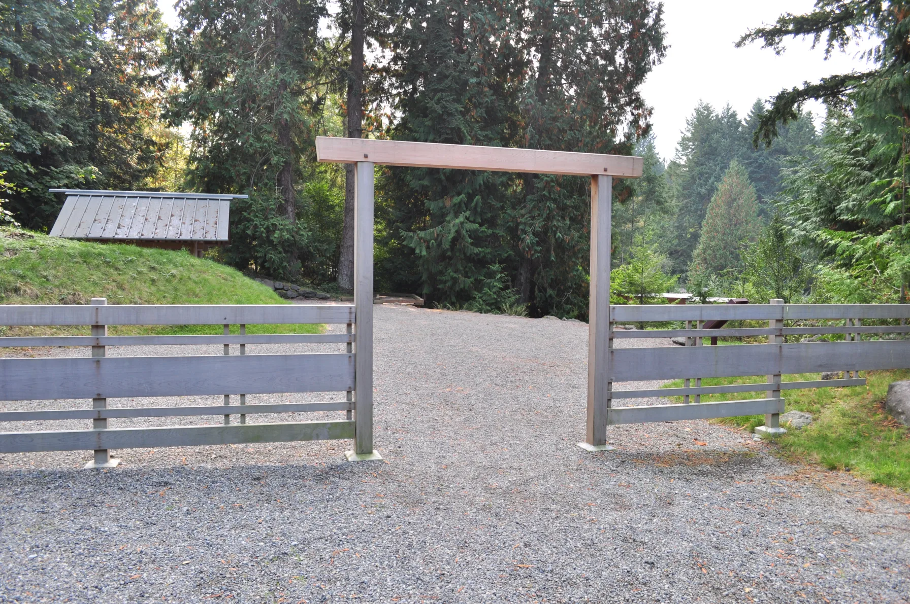 The gated entrance to the Bainbridge Island Japanese American Exclusion Memorial
