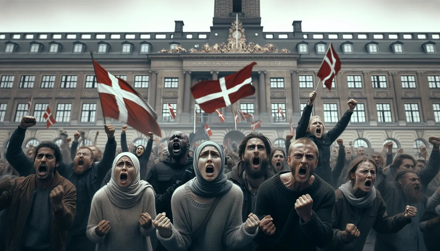 Greenland arctic landscape with political tension theme